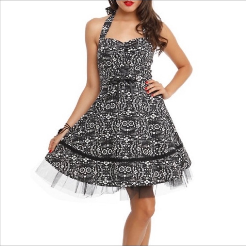 Elegant Black and White Halter Dress